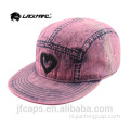 love applique denim roze hiphop platte pet met snapback